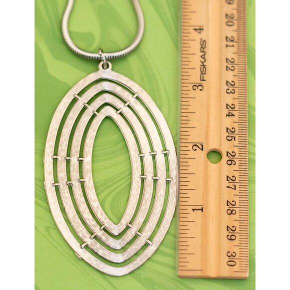 Vintage Multi Layered Eye Silver Tone Necklace 17 inch - W20 - Picture 3 of 3